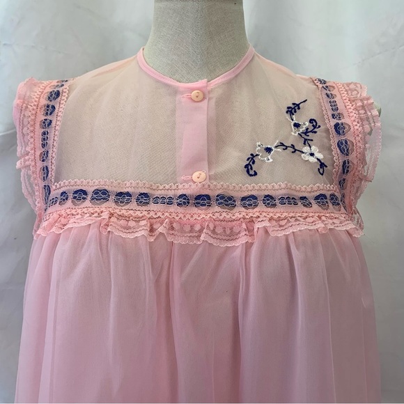 Vintage Floor Length Embroidered and Lace Nightgown - Picture 3 of 7
